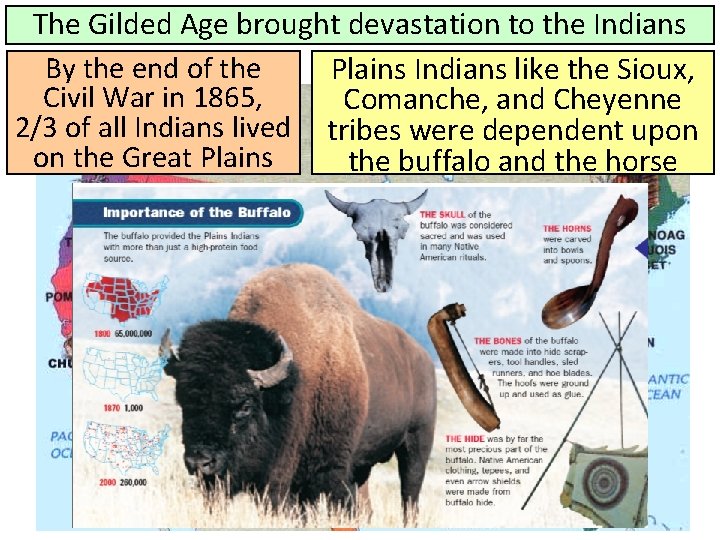 The Gilded Age brought devastation to the Indians By the end of the Plains