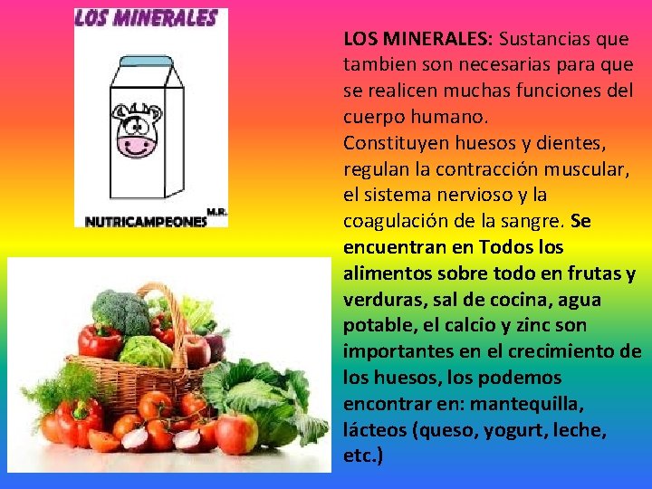 LOS MINERALES: Sustancias que tambien son necesarias para que se realicen muchas funciones del