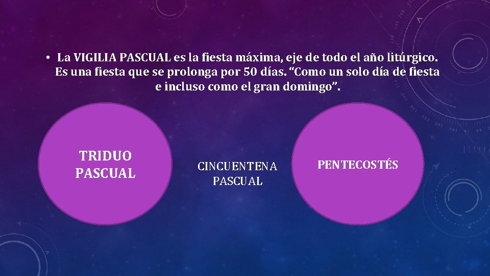  • La VIGILIA PASCUAL es la fiesta máxima, eje de todo el año