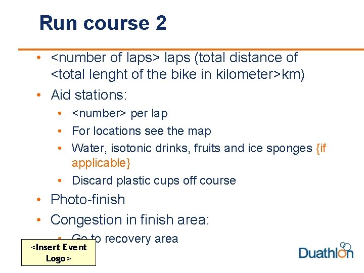 Run course 2 • <number of laps> laps (total distance of <total lenght of