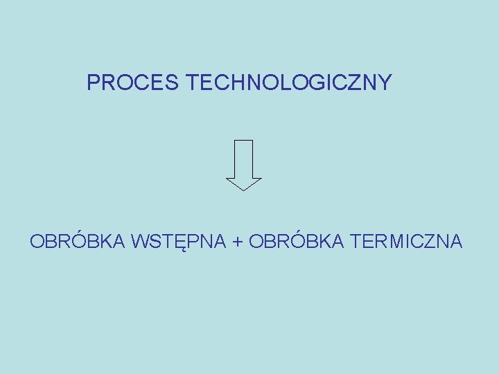 PROCES TECHNOLOGICZNY OBRÓBKA WSTĘPNA + OBRÓBKA TERMICZNA 