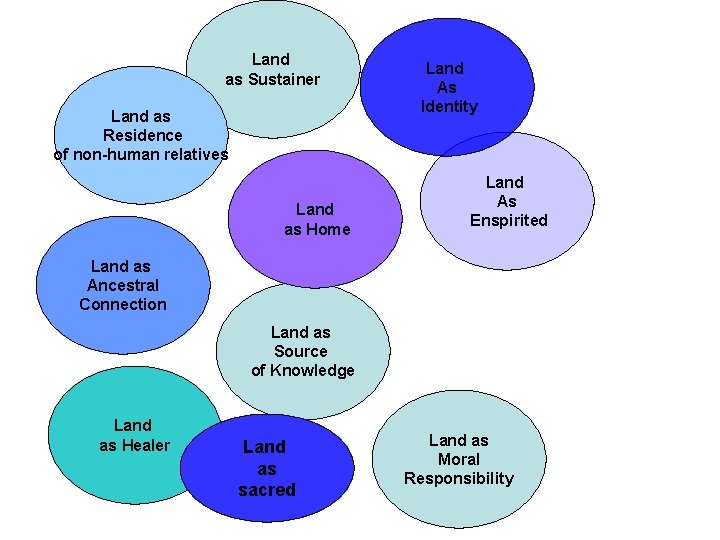 Land as Sustainer Land as Residence of non-human relatives Land as Home Land As