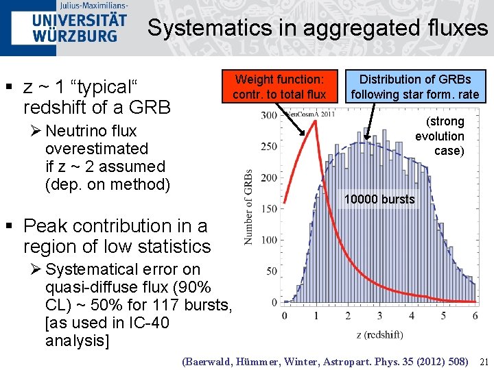 Systematics in aggregated fluxes Weight function: contr. to total flux § z ~ 1