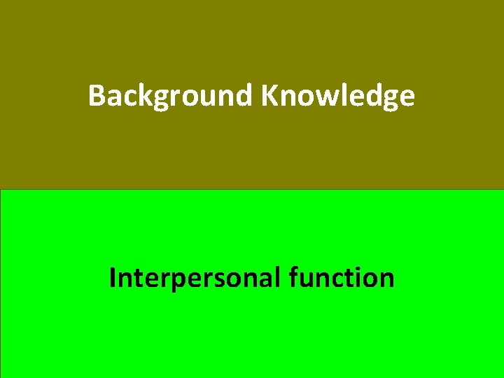 Background Knowledge Interpersonal function 