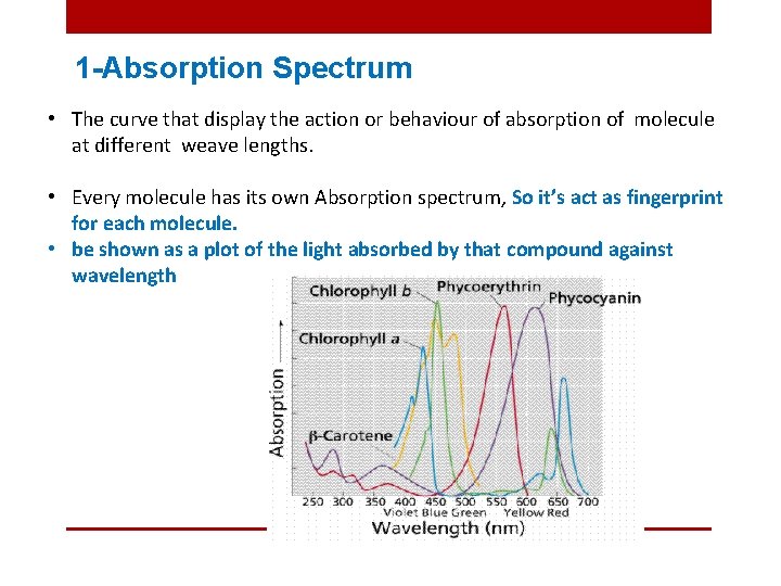 1 -Absorption Spectrum • The curve that display the action or behaviour of absorption