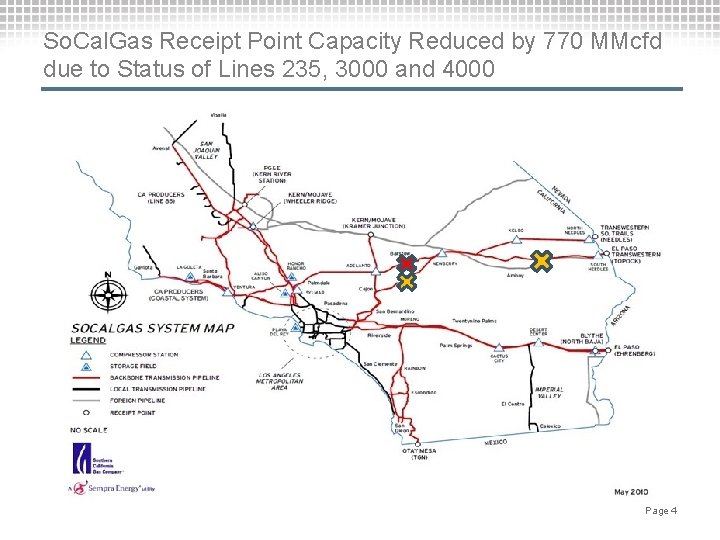 So. Cal. Gas Receipt Point Capacity Reduced by 770 MMcfd due to Status of