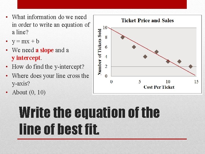  • What information do we need in order to write an equation of