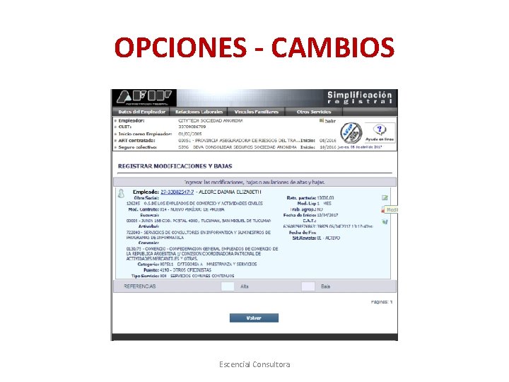 OPCIONES - CAMBIOS Escencial Consultora 