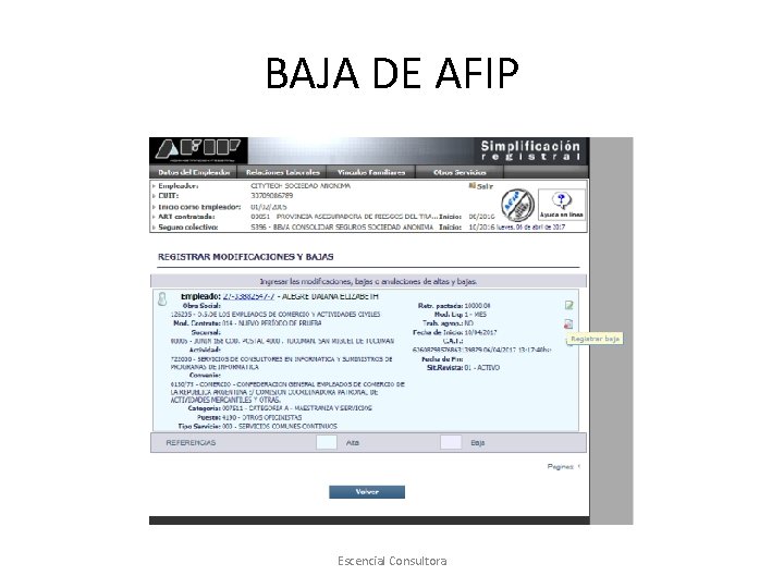 BAJA DE AFIP Escencial Consultora 