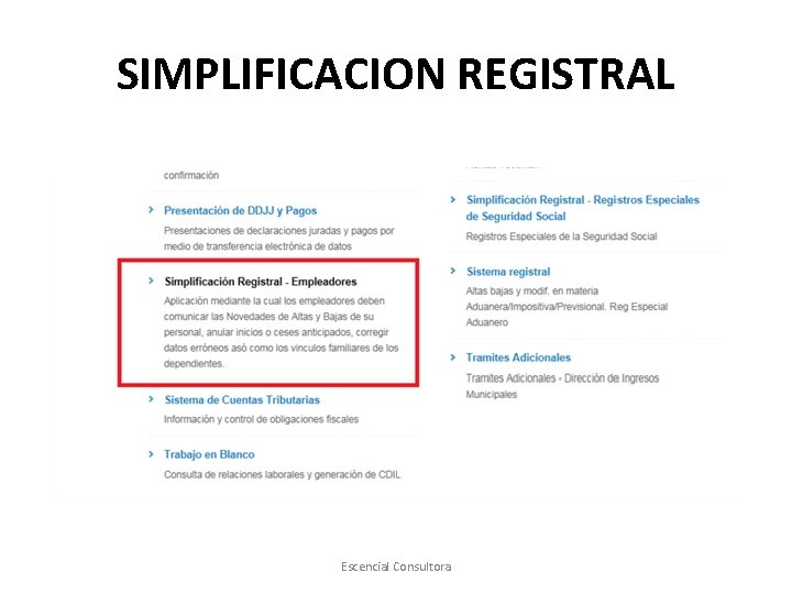 SIMPLIFICACION REGISTRAL Escencial Consultora 