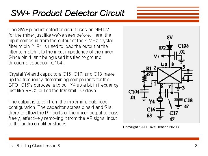 SW+ Product Detector Circuit The SW+ product detector circuit uses an NE 602 for