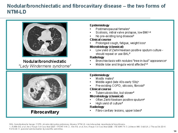 Nodular/bronchiectatic and fibrocavitary disease – the two forms of NTM-LD Nodular/bronchiectatic “Lady Windermere syndrome”