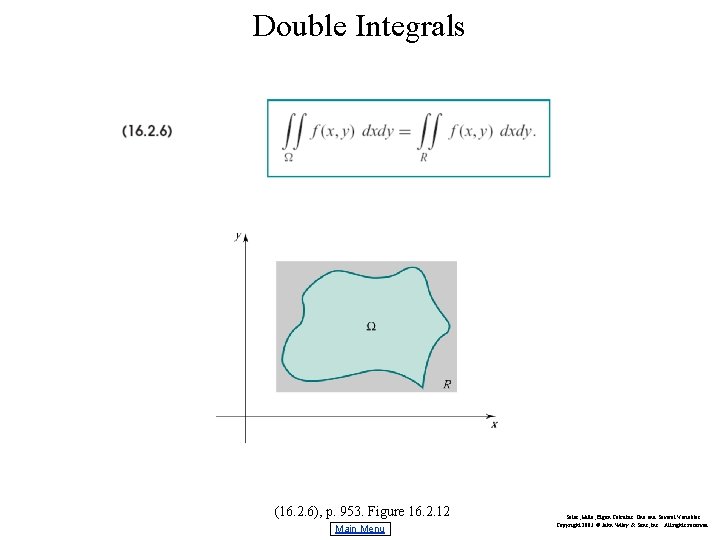 Double Integrals (16. 2. 6), p. 953. Figure 16. 2. 12 Main Menu Salas,