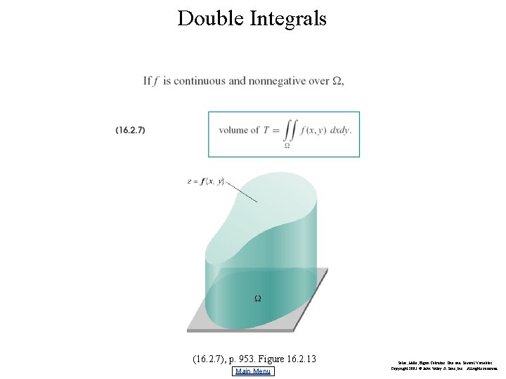 Double Integrals (16. 2. 7), p. 953. Figure 16. 2. 13 Main Menu Salas,