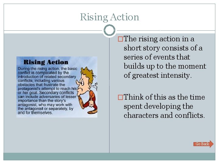 Rising Action �The rising action in a short story consists of a series of