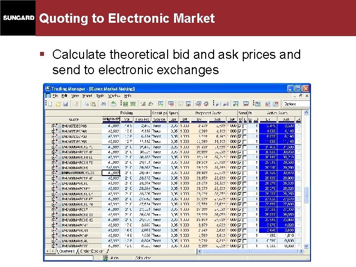 Quoting to Electronic Market § Calculate theoretical bid and ask prices and send to