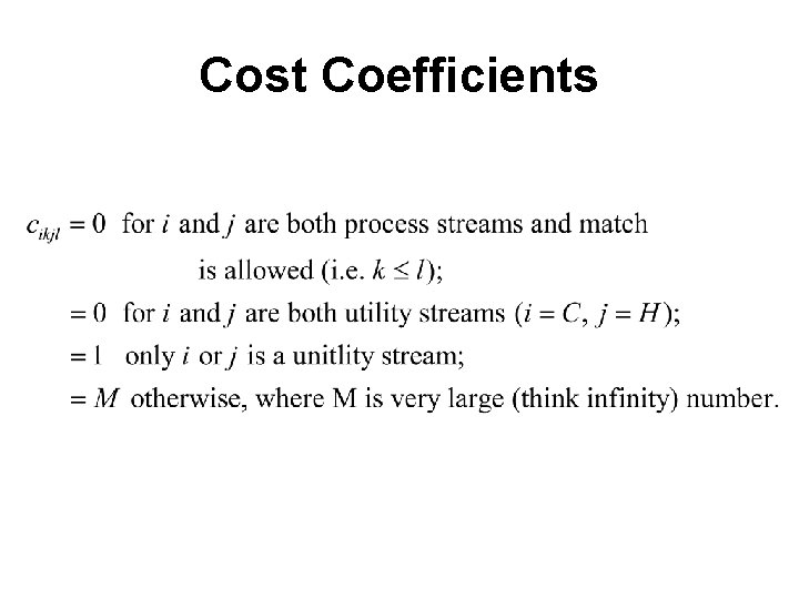 Cost Coefficients 