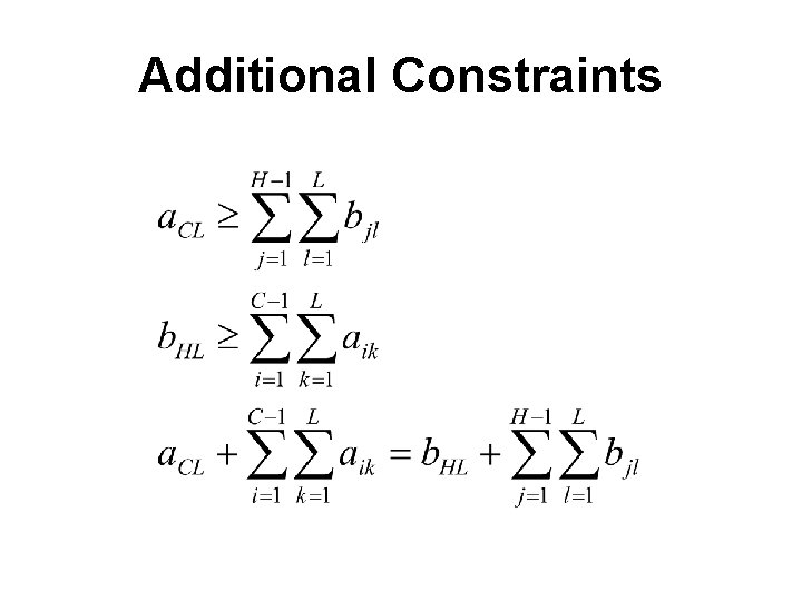 Additional Constraints 