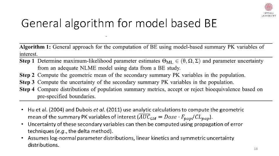 General algorithm for model based BE 18 