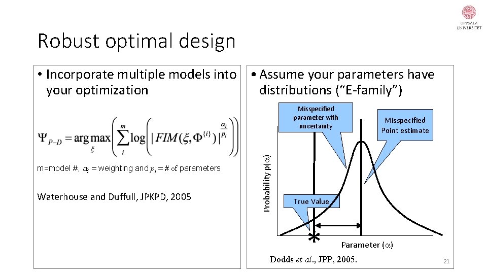 Robust optimal design • Incorporate multiple models into • Assume your parameters have your