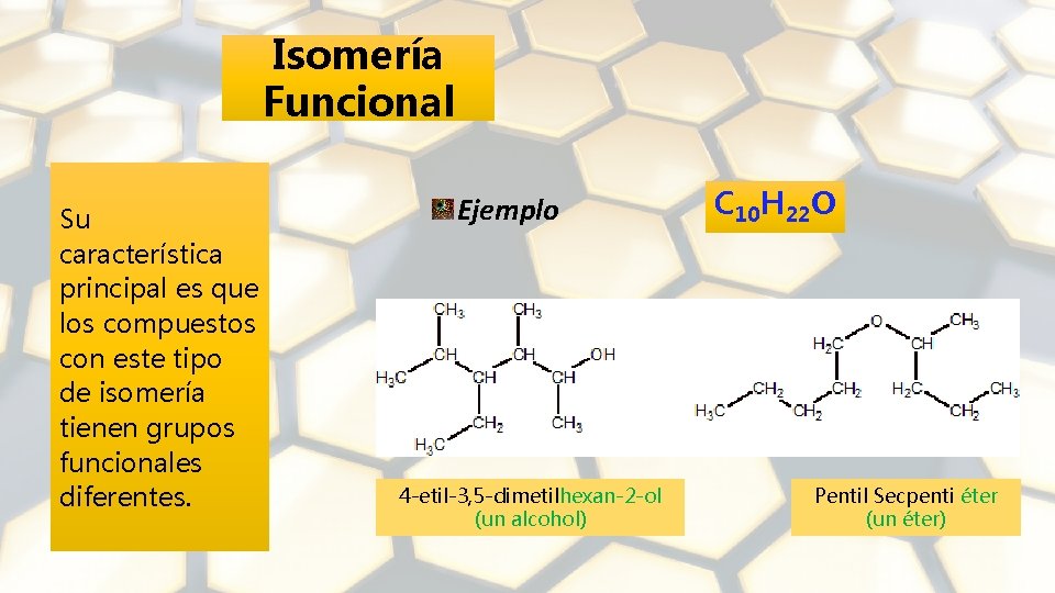 Isomería Funcional Su característica principal es que los compuestos con este tipo de isomería