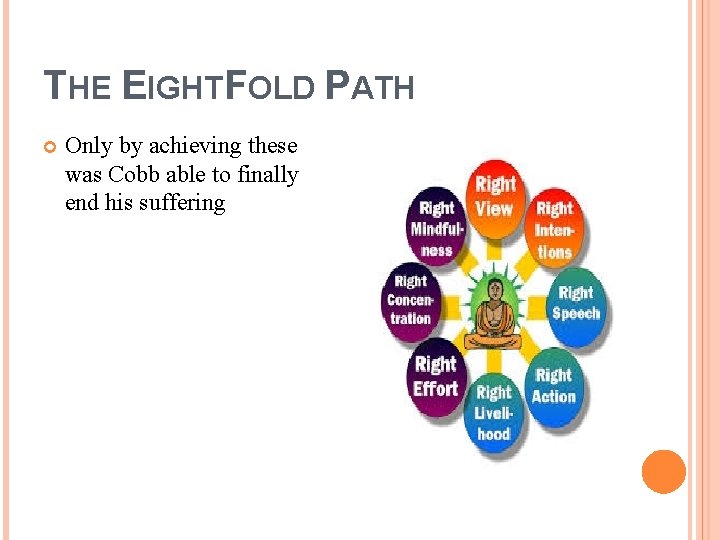 THE EIGHTFOLD PATH Only by achieving these was Cobb able to finally end his