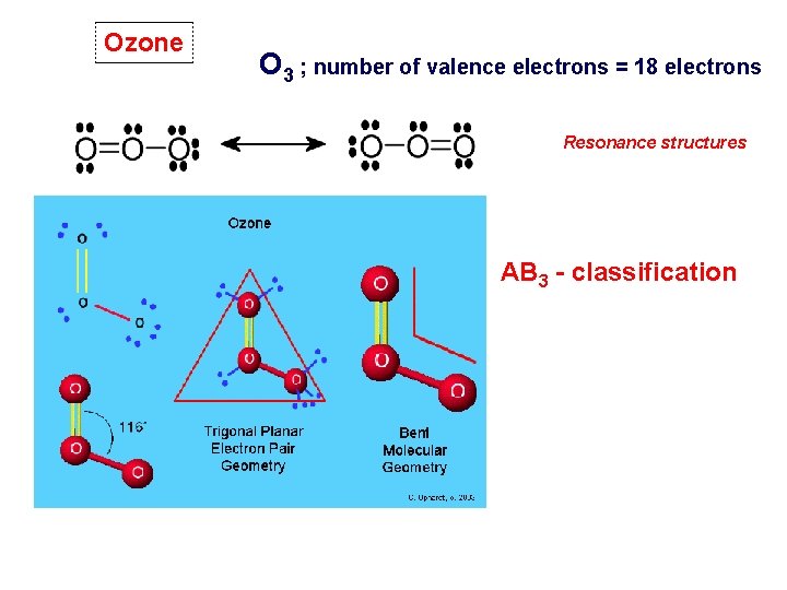 Ozone O 3 ; number of valence electrons = 18 electrons Resonance structures AB