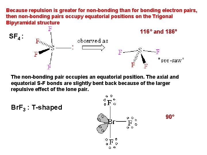 Because repulsion is greater for non-bonding than for bonding electron pairs, then non-bonding pairs