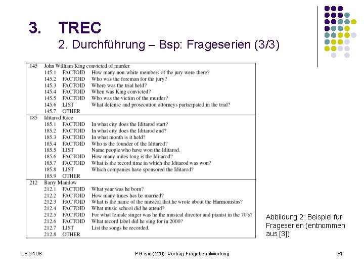 3. TREC 2. Durchführung – Bsp: Frageserien (3/3) Abbildung 2: Beispiel für Frageserien (entnommen