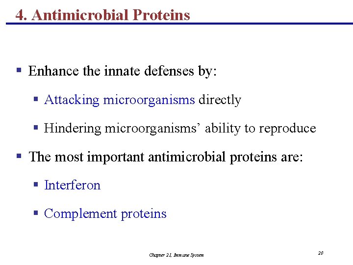 4. Antimicrobial Proteins § Enhance the innate defenses by: § Attacking microorganisms directly §