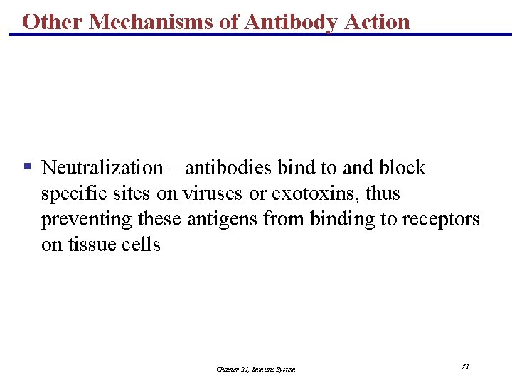 Other Mechanisms of Antibody Action § Neutralization – antibodies bind to and block specific