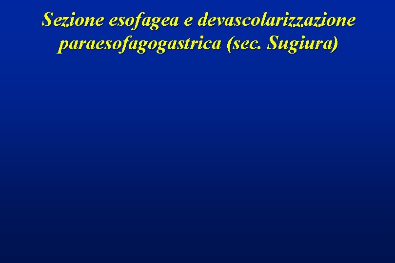 Sezione esofagea e devascolarizzazione paraesofagogastrica (sec. Sugiura) 