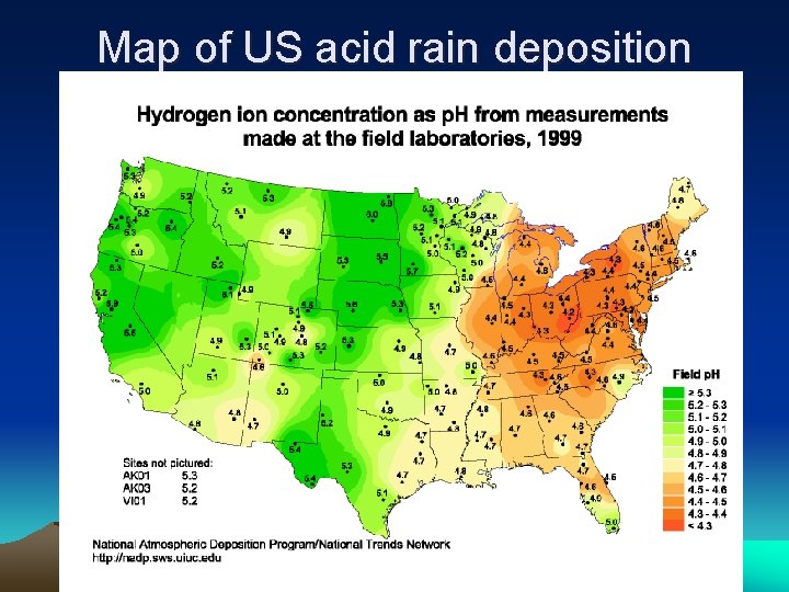 Map of US acid rain deposition 