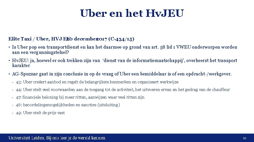 Uber en het Hv. JEU Elite Taxi / Uber, HVJ EU 20 december 2017