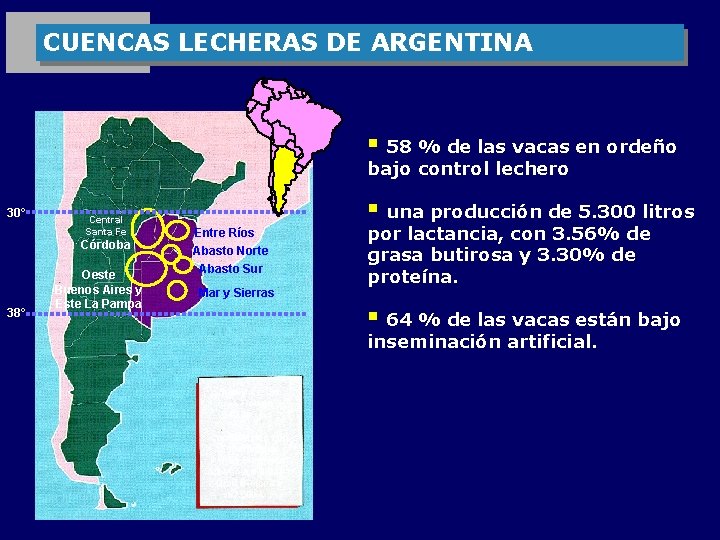 CUENCAS LECHERAS DE ARGENTINA § 58 % de las vacas en ordeño bajo control