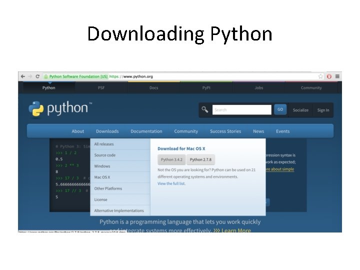 Downloading Python 