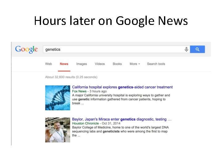 Hours later on Google News 