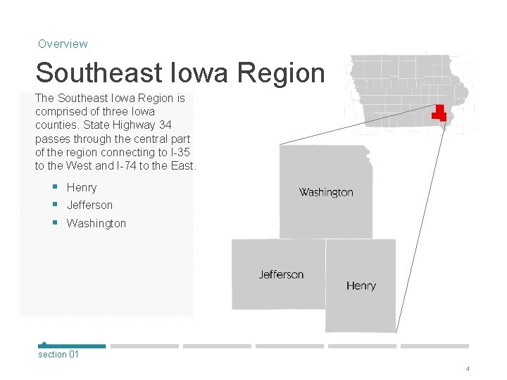 Overview Southeast Iowa Region The Southeast Iowa Region is comprised of three Iowa counties.
