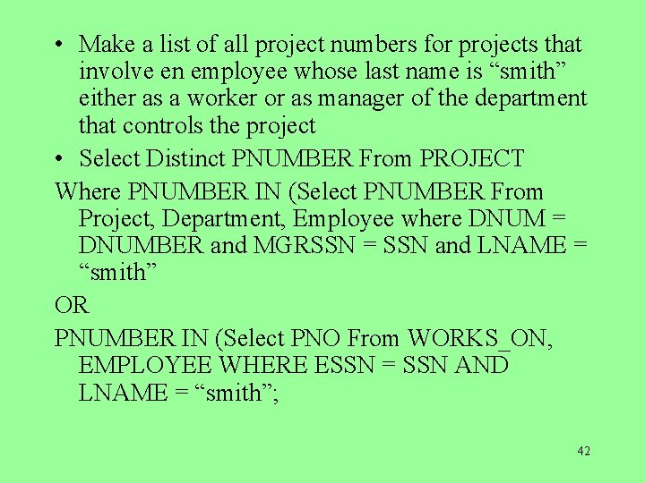  • Make a list of all project numbers for projects that involve en