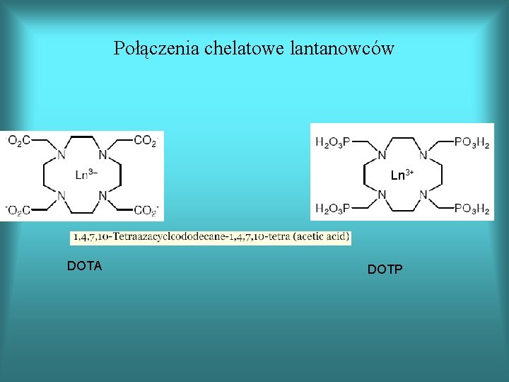 Połączenia chelatowe lantanowców Ln 3+ DOTA DOTP 