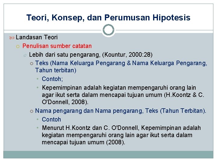 Teori, Konsep, dan Perumusan Hipotesis Landasan Teori Penulisan sumber catatan Lebih dari satu pengarang,