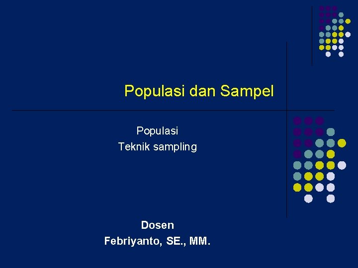 Populasi dan Sampel Populasi Teknik sampling Dosen Febriyanto, SE. , MM. 