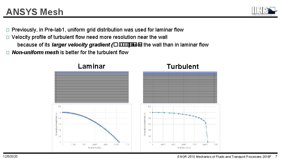 ANSYS Mesh � � � Previously, in Pre-lab 1, uniform grid distribution was used ANSYS Mesh � � � Previously, in Pre-lab 1, uniform grid distribution was used