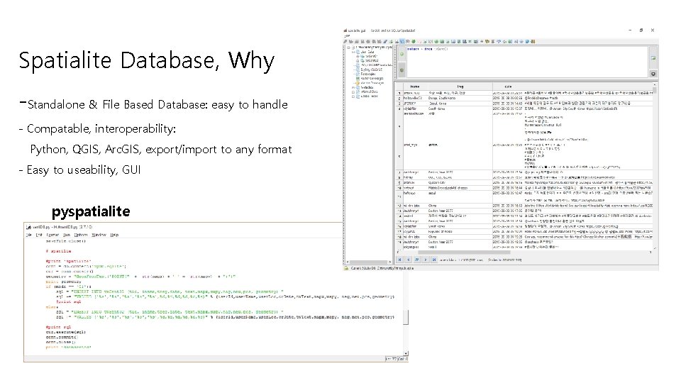 Spatialite Database, Why -Standalone & File Based Database: easy to handle - Compatable, interoperability: