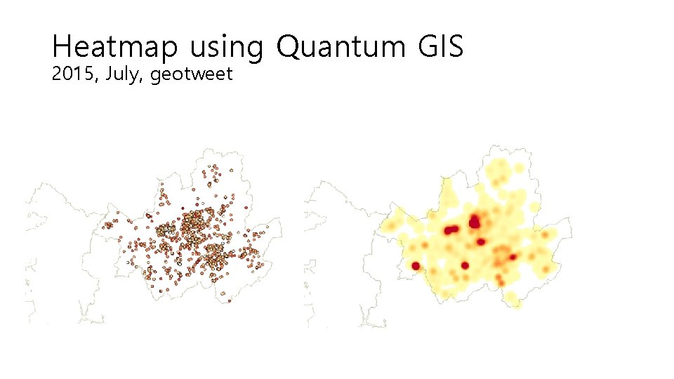 Heatmap using Quantum GIS 2015, July, geotweet 