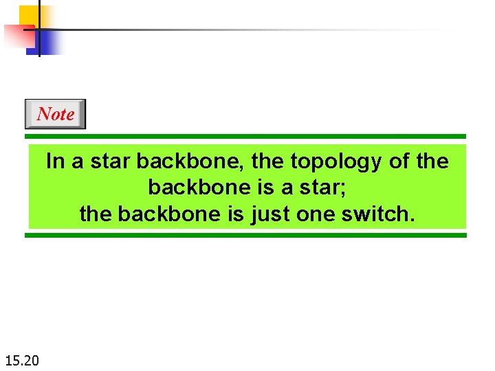 Note In a star backbone, the topology of the backbone is a star; the