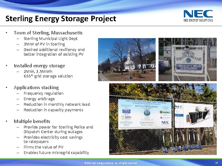 Sterling Energy Storage Project • Town of Sterling, Massachusetts – Sterling Municipal Light Dept