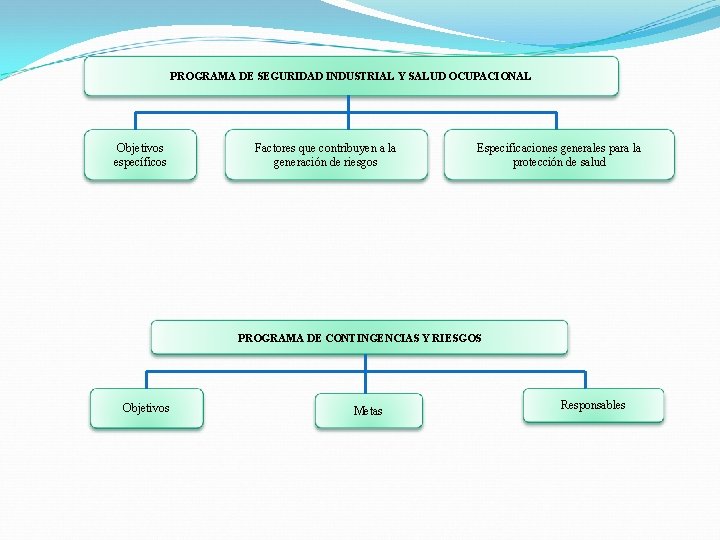 PROGRAMA DE SEGURIDAD INDUSTRIAL Y SALUD OCUPACIONAL Objetivos específicos Factores que contribuyen a la