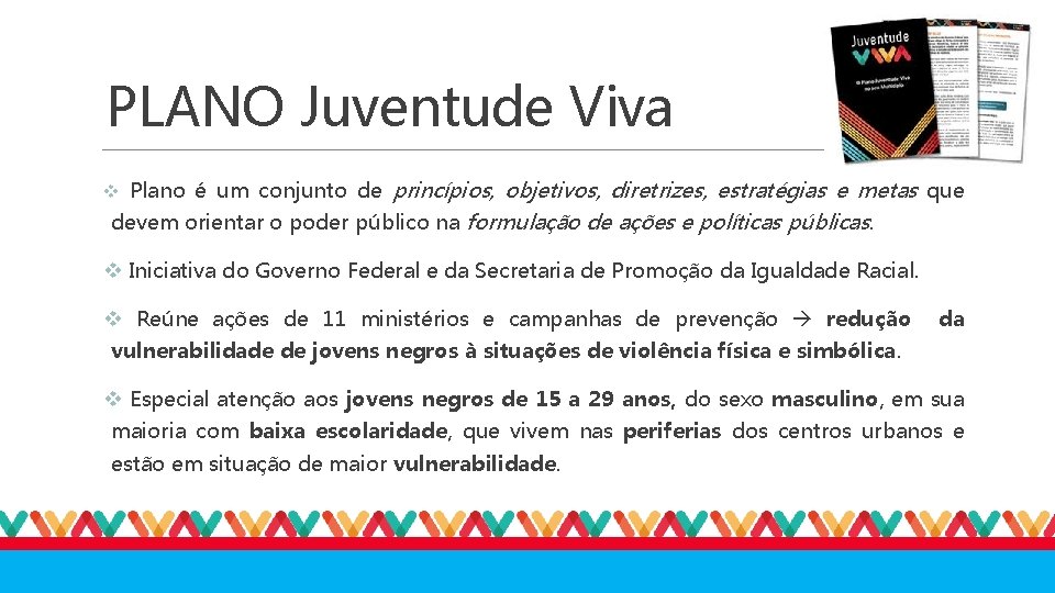 PLANO Juventude Viva v Plano é um conjunto de princípios, objetivos, diretrizes, estratégias e