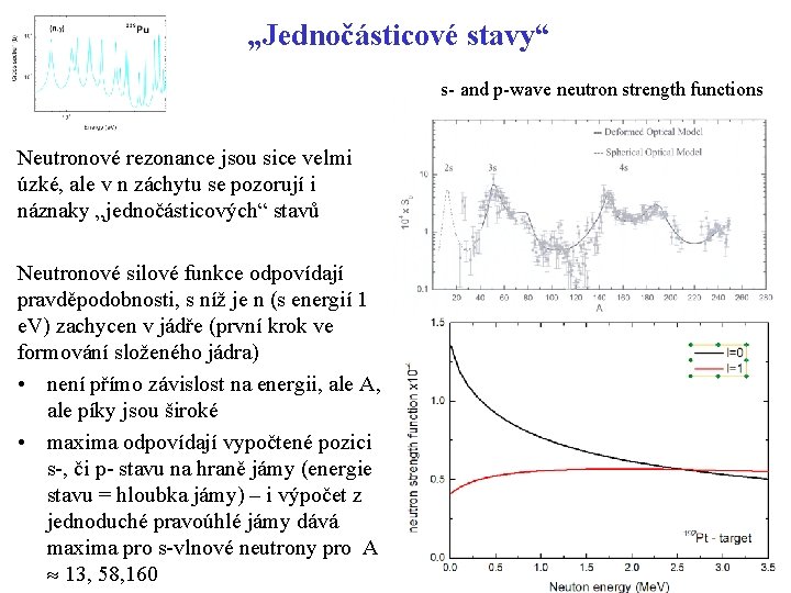„Jednočásticové stavy“ s- and p-wave neutron strength functions Neutronové rezonance jsou sice velmi úzké, „Jednočásticové stavy“ s- and p-wave neutron strength functions Neutronové rezonance jsou sice velmi úzké,